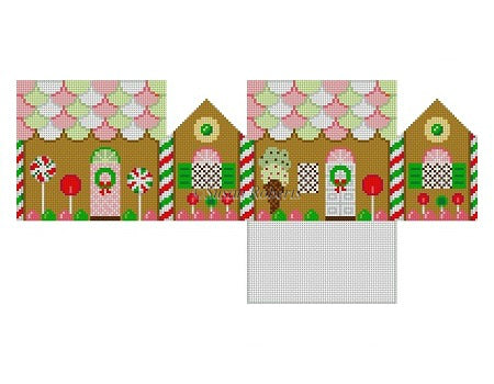 3D Pink, Green, and White Neccos Gingerbread House - The Flying Needles