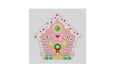 Pink Gingerbread House Ornament - The Flying Needles