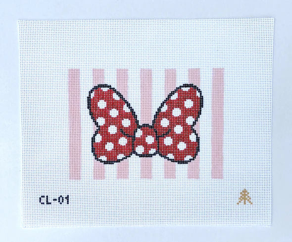 Red Polka Dot Bow Canvas - The Flying Needles