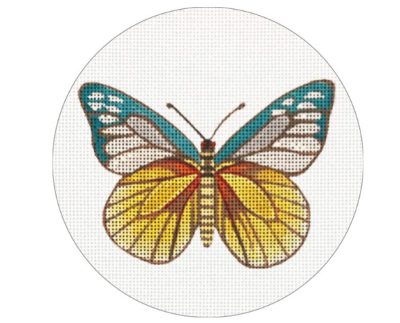 Yellow and Turquoise Butterfly Ornament - The Flying Needles
