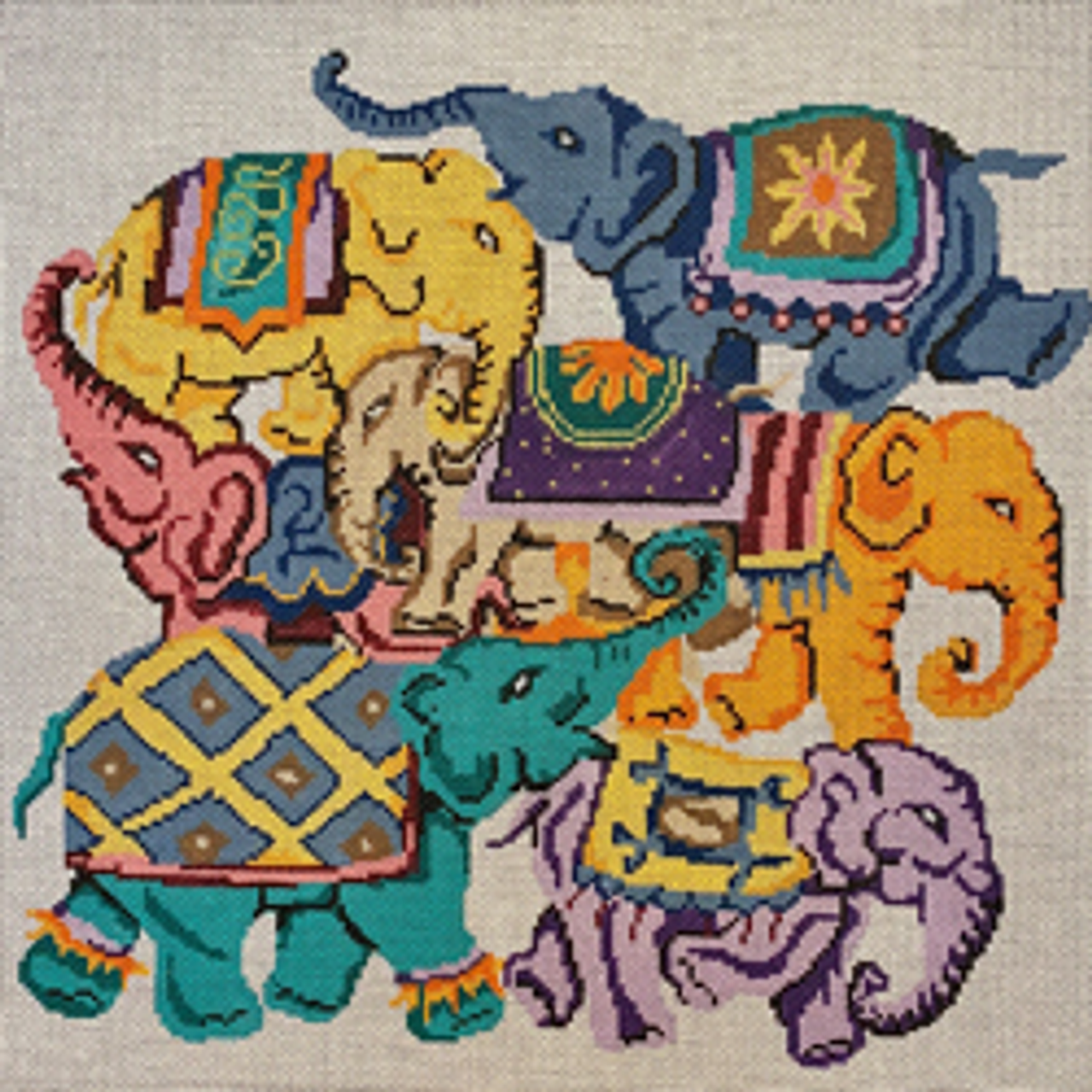 Multi-Colored Elephant Collage - The Flying Needles