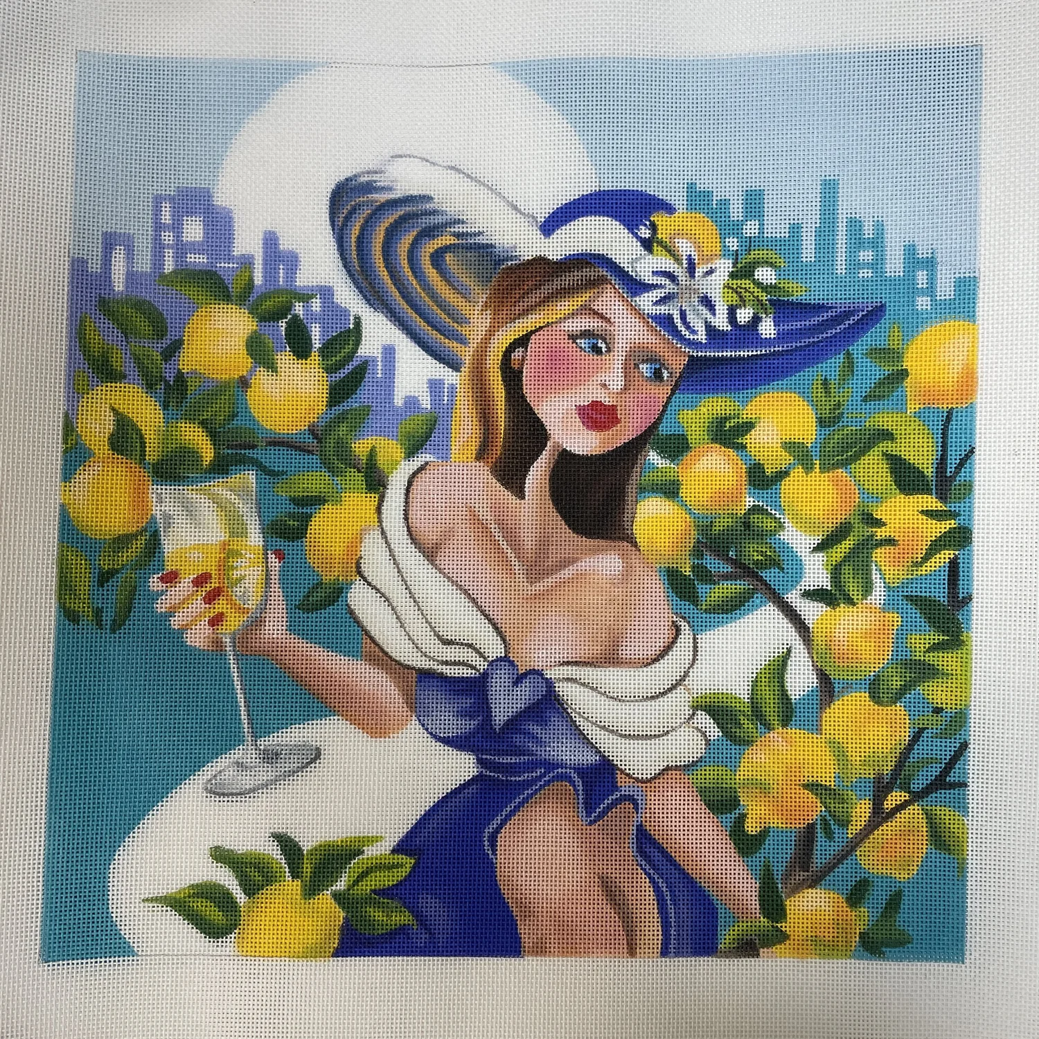 Sunhat Woman with Lemons - The Flying Needles