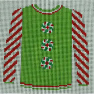 Peppermints on Green Sweater - The Flying Needles