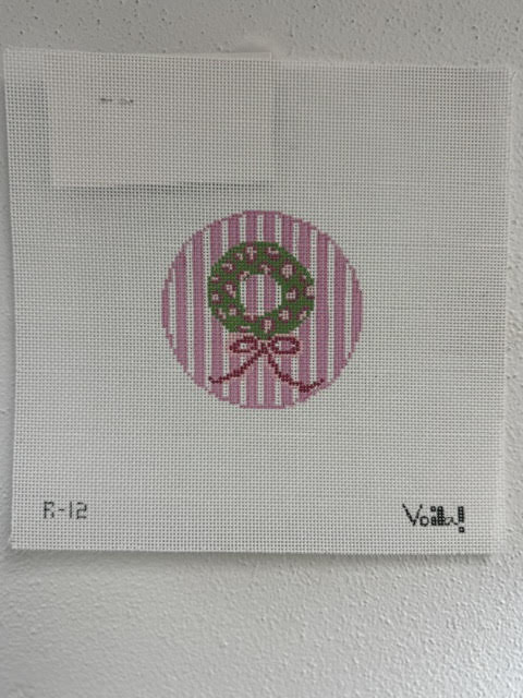 Pink Striped Wreath - The Flying Needles