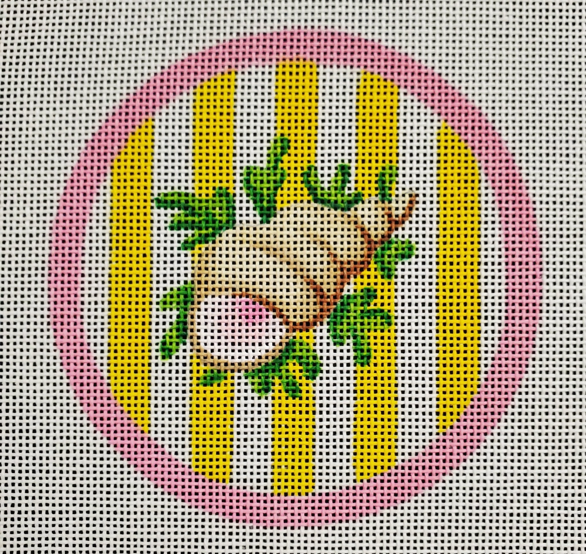 Snail on Yellow Cabana Stripes Ornament - The Flying Needles