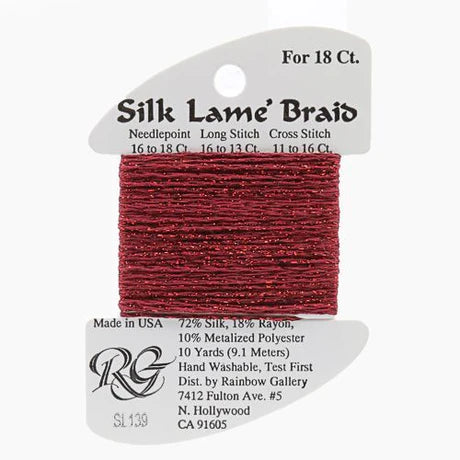 Silk Lame Braid SL139 Cardinal - The Flying Needles