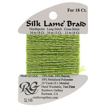 Silk Lame Braid SL146 Apple Green - The Flying Needles