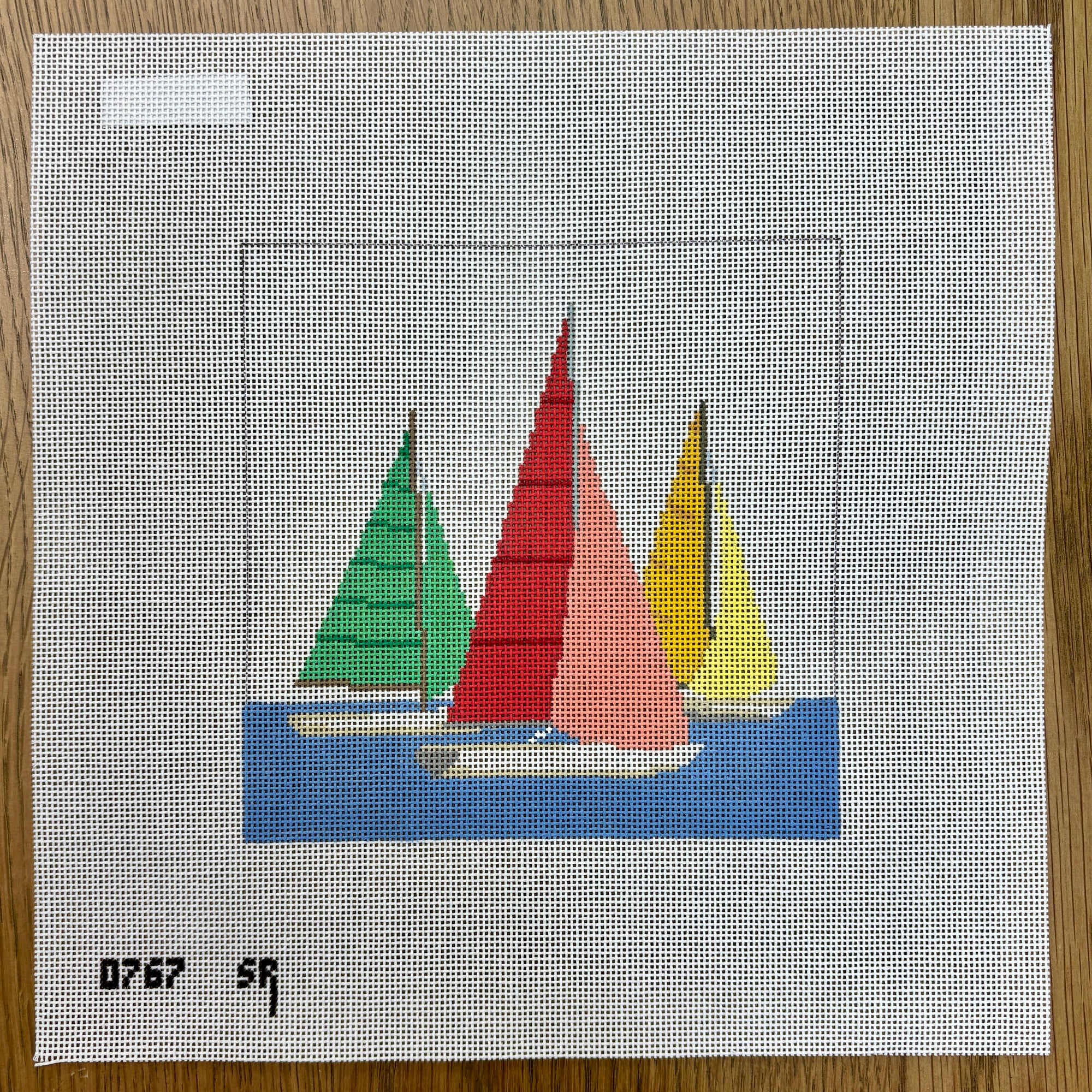 Resting Sailboats, 6" Square - 18 mesh - The Flying Needles