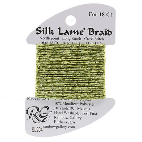 Silk Lame Braid SL204 Green Olive