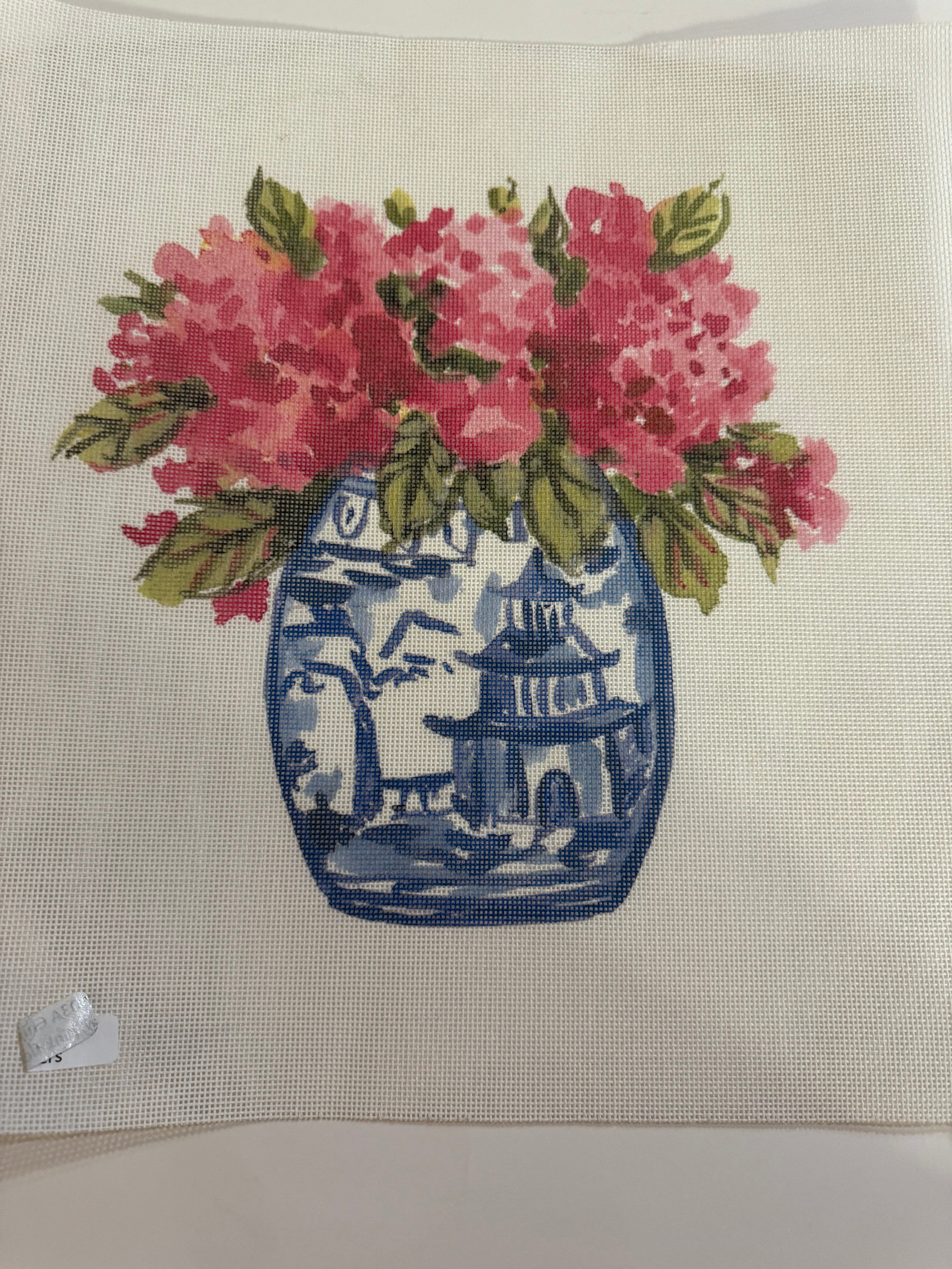 Chinoiserie Vase with Pink Flowers - The Flying Needles