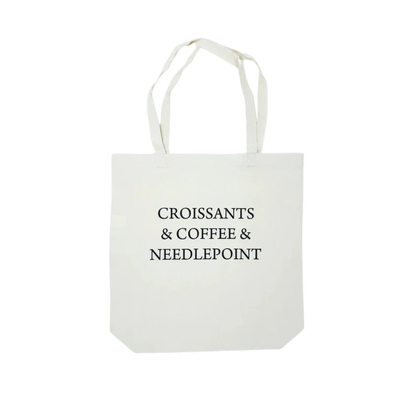 Croissants &amp; Coffee &amp; Needlepoint Tote