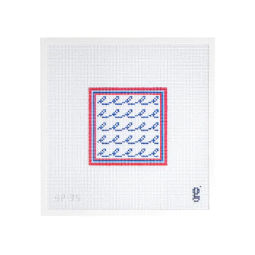 Red Squiggle Wave Square Canvas - The Flying Needles