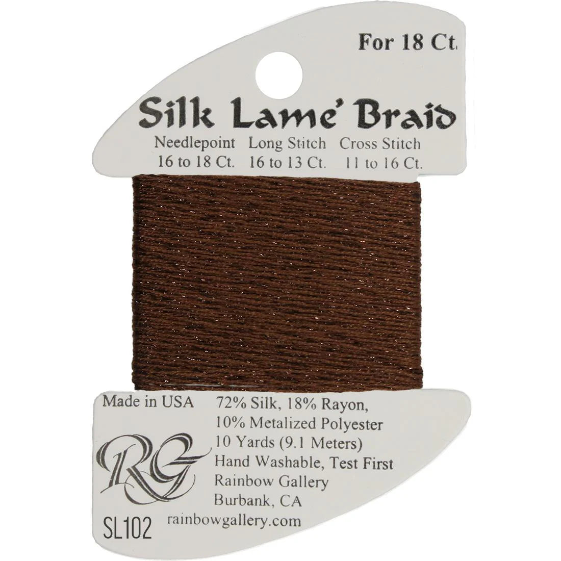 Silk Lame Braid SL102 Warm Brown - The Flying Needles
