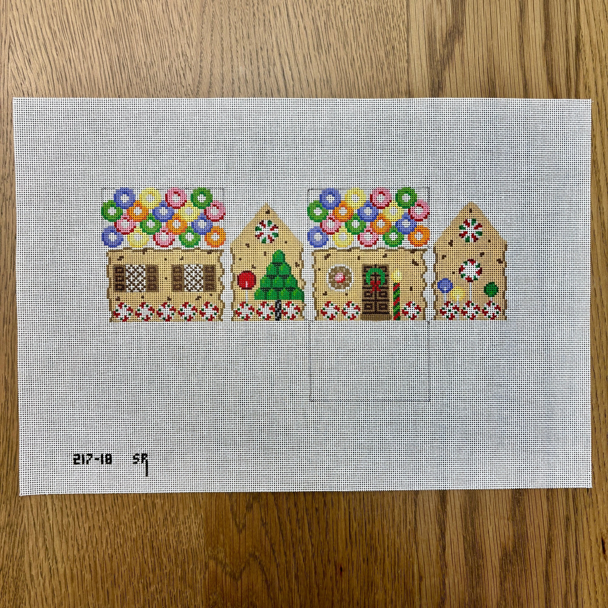 Chocolate Chip and Lifesavers, 3D Gingerbread House - 18 mesh - The Flying Needles