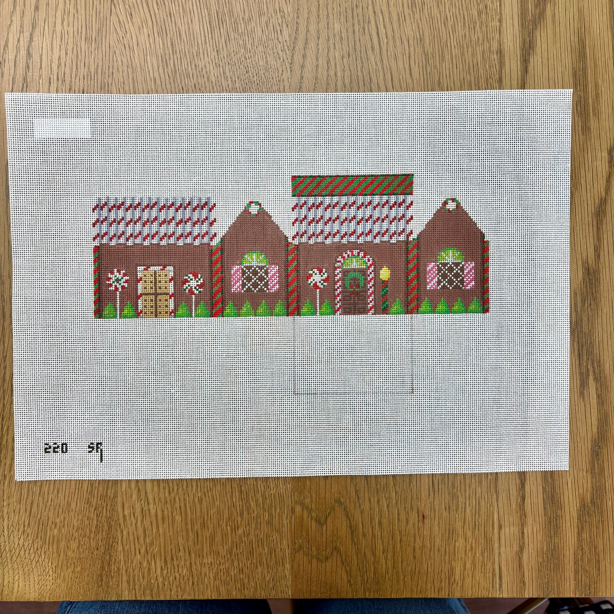 Chocolate and  Peppermint Sticks, 3D Gingerbread House - 18 mesh - The Flying Needles