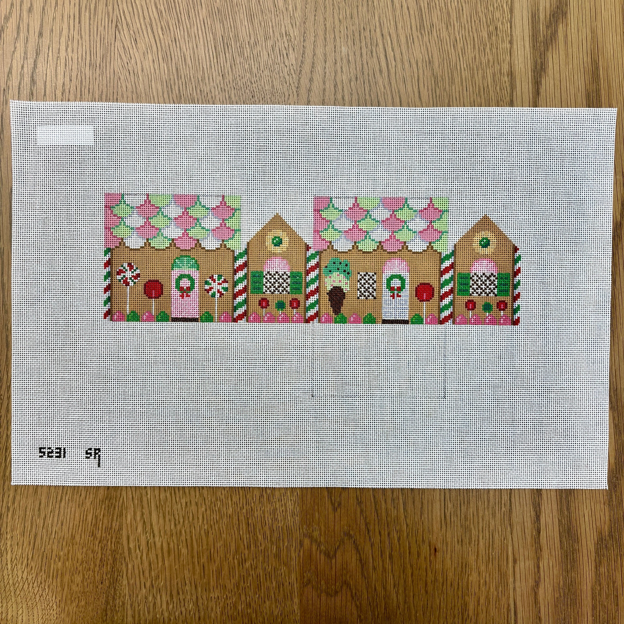 Pink, Green, White Neccos, 3D Gingerbread House - 18 mesh - The Flying Needles
