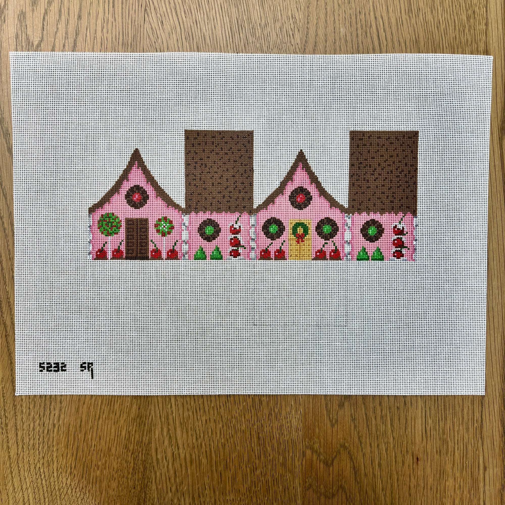 Chocolate Sprinkles and Cherries, 3D Gingerbread House - 18 mesh - The Flying Needles