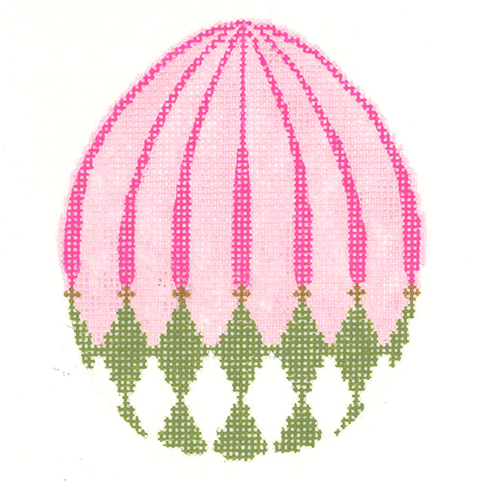 Load image into Gallery viewer, Green Harlequin Egg with Pink Stripes - The Flying Needles
