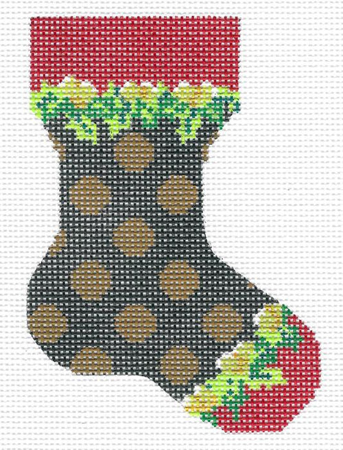 Micro Sock:  Forest & Honey Polka Dot Sock - The Flying Needles