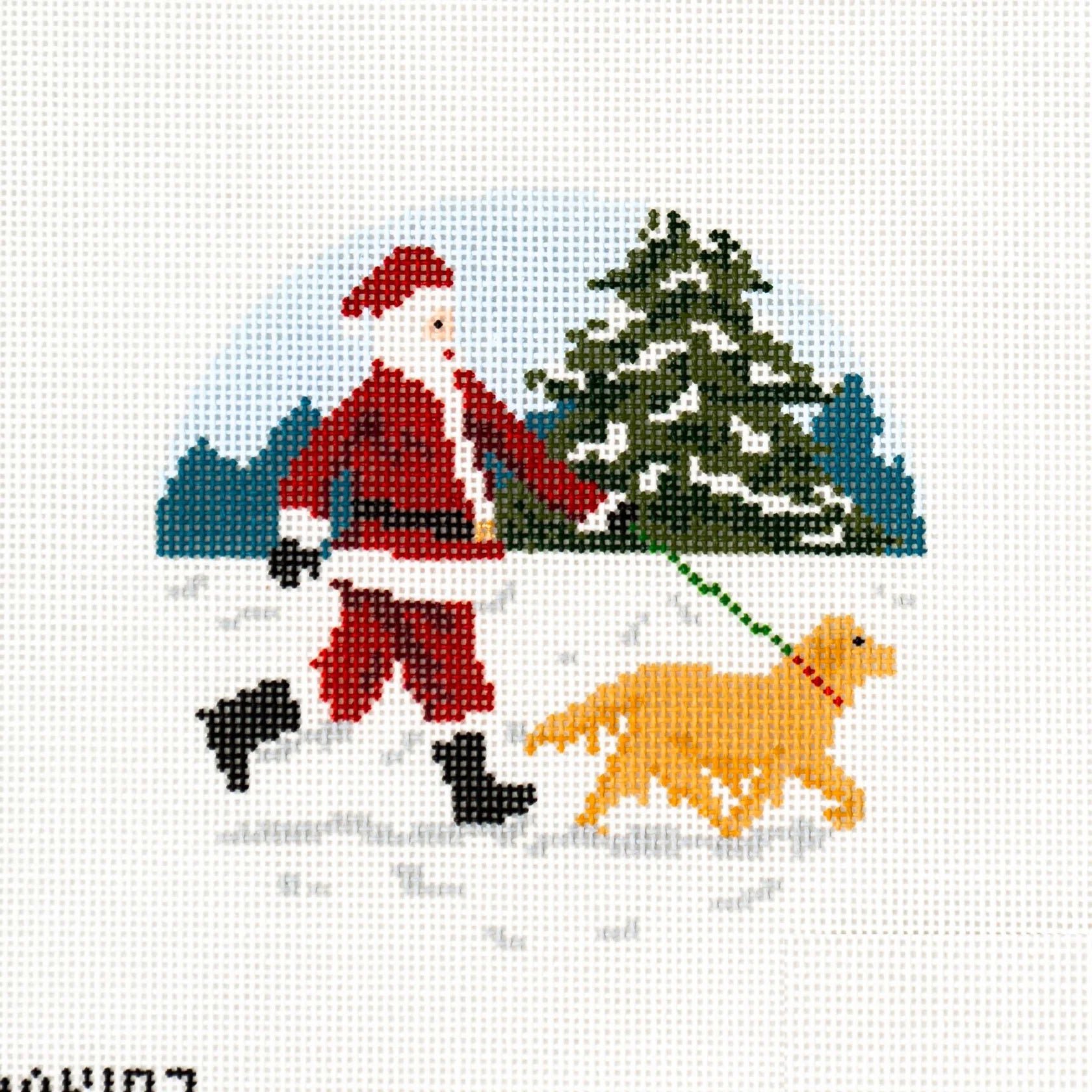Sporty Santa - Dog Walking Santa (Golden Retriever) - The Flying Needles