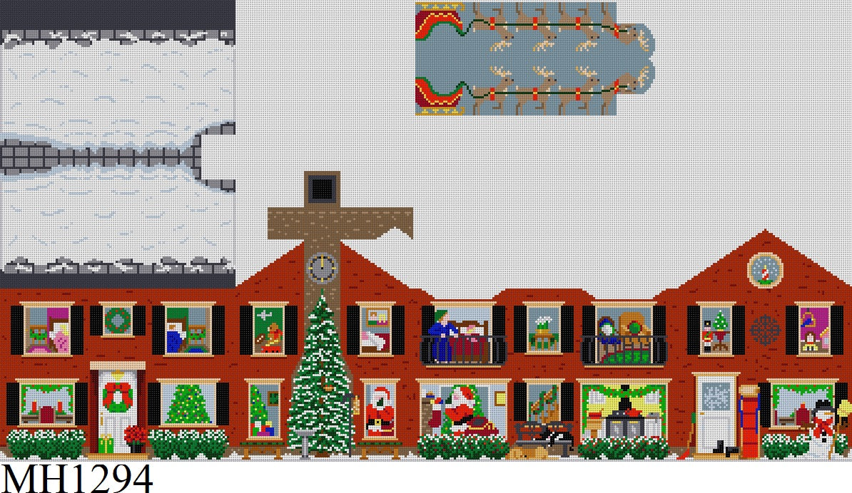 Christmas House, 3 Dimensional - 18 mesh - The Flying Needles