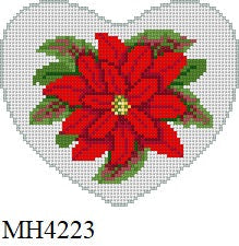 Poinsettia, Heart, Ornament - The Flying Needles