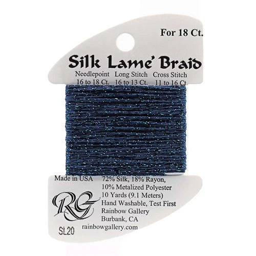 Silk Lame Braid SL20 Dark Antique Blue - The Flying Needles