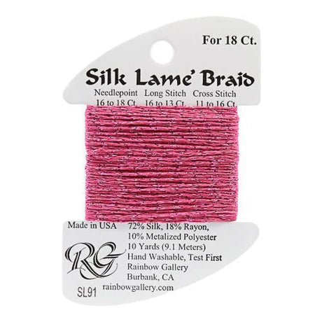 Silk Lame Braid SL91 Dark Raspberry - The Flying Needles