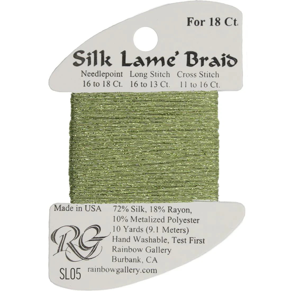 Silk Lame Braid SL05 Avocado - The Flying Needles