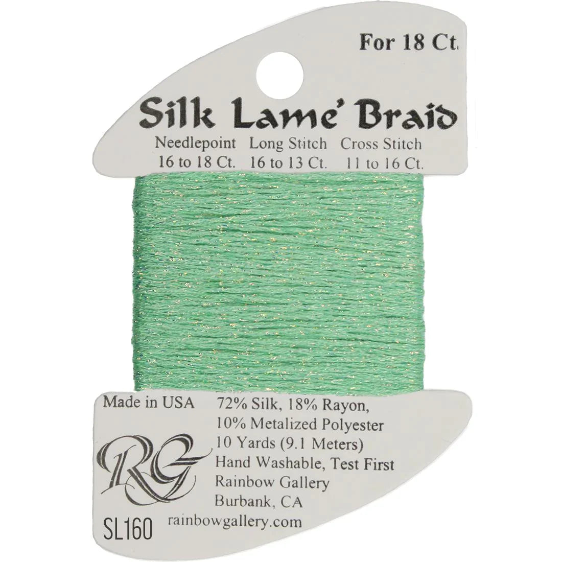 Silk Lame Braid SL160 Dark Mint - The Flying Needles