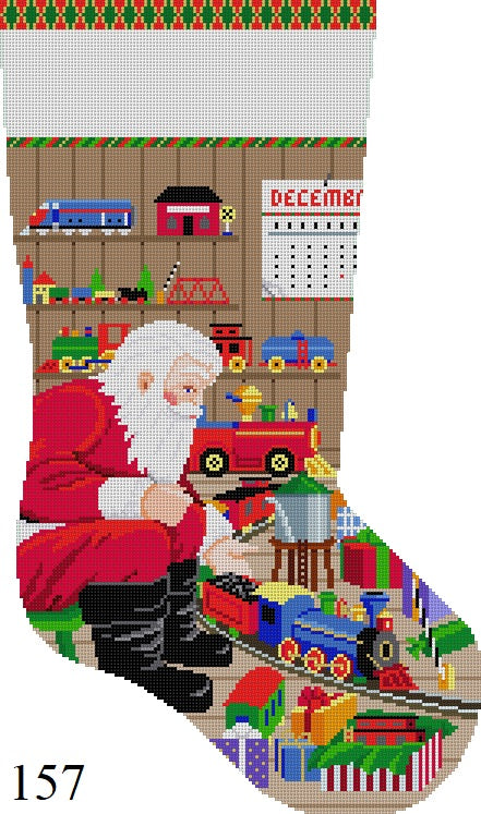 Santa and Trains, Stocking - The Flying Needles