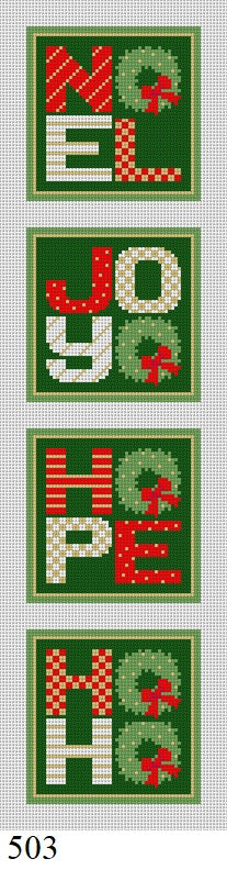Noel, Joy, Hope, Ho-Ho, Coaster Set - 13 mesh - The Flying Needles