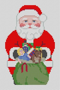 Santa with  Toy Bag - 18 mesh - The Flying Needles