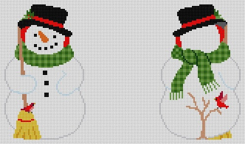 Snowman with Birds, 2 Sided - 18 mesh - The Flying Needles