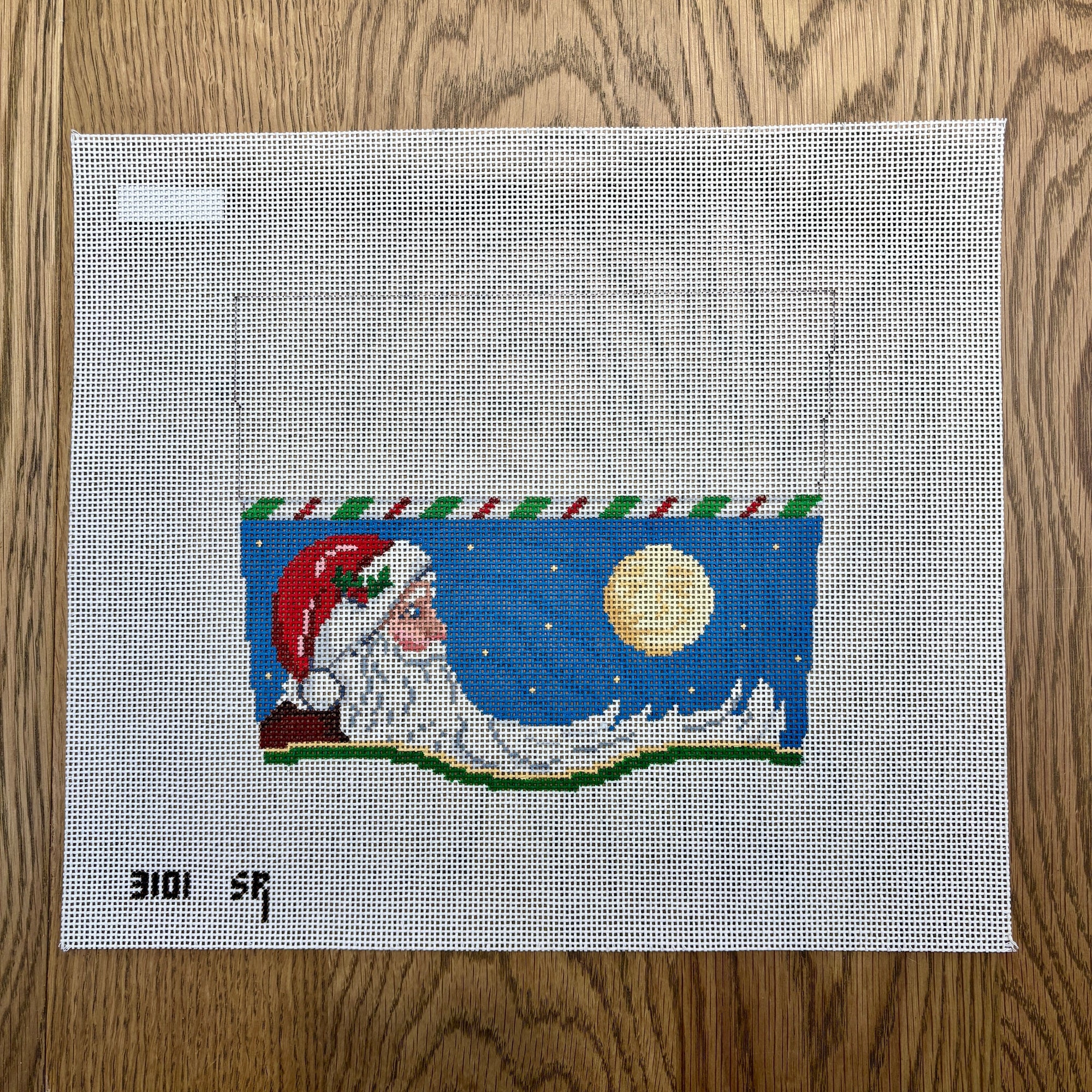 Stocking Cuff, Moonlit Santa - The Flying Needles