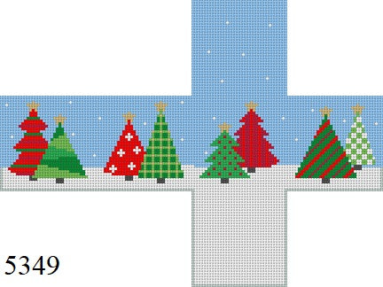 Patchwork Trees, 2" Cube - 18 mesh - The Flying Needles