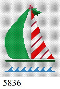 Candy Cane Sailboat, Ornament - The Flying Needles