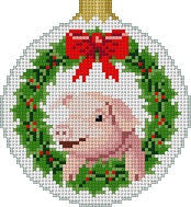 Christmas Pig, 3.25" Round - The Flying Needles