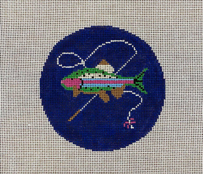 Fish with Rod on Blue - The Flying Needles