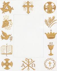 Frame – Christian Symbols – golds on white