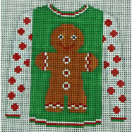 Gingerbread Boy Green Sweater - The Flying Needles