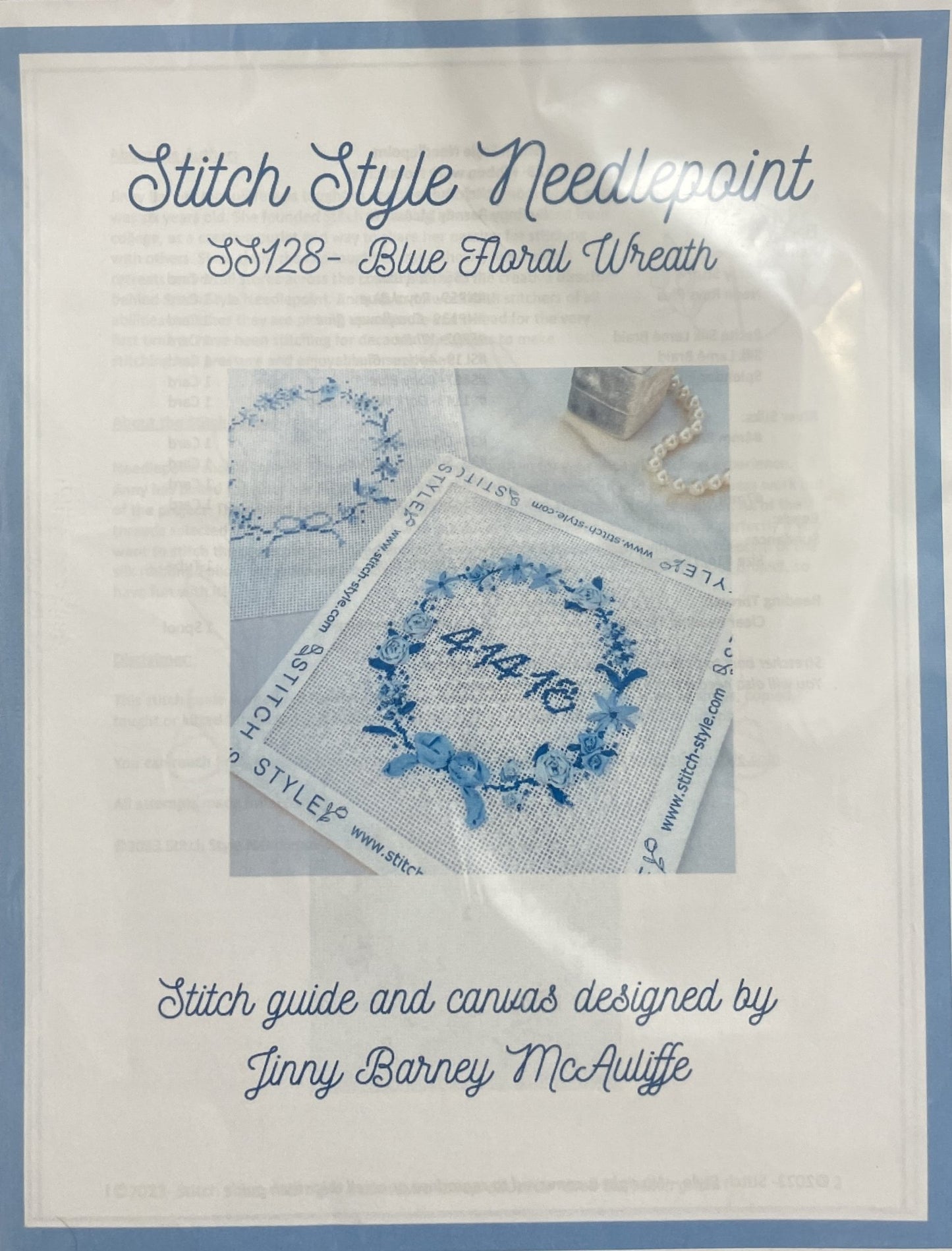 Blue Floral Wreath Stitch Style - The Flying Needles