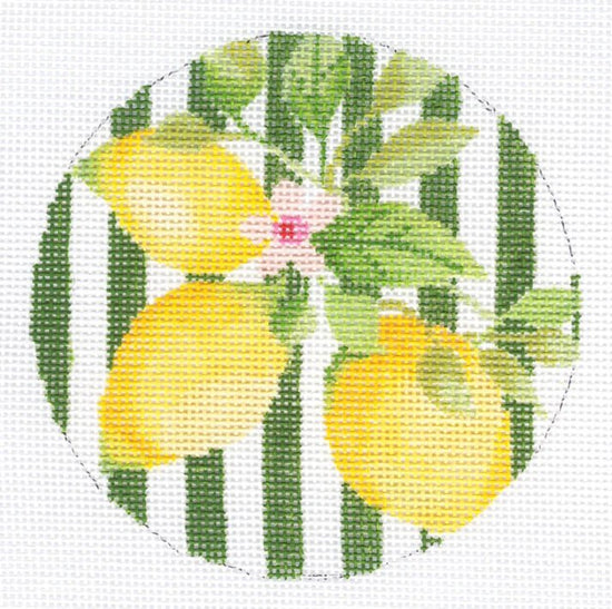 Lemons on Stripes Round - The Flying Needles