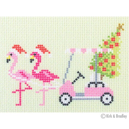 Palm Beach Christmas - Golf Cart with Flamingos - The Flying Needles