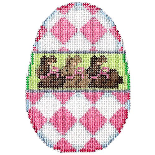 Pink Harlequin Bunny Egg - The Flying Needles