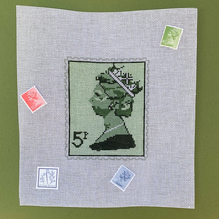 Queen Elizabeth Stamp - Green - The Flying Needles