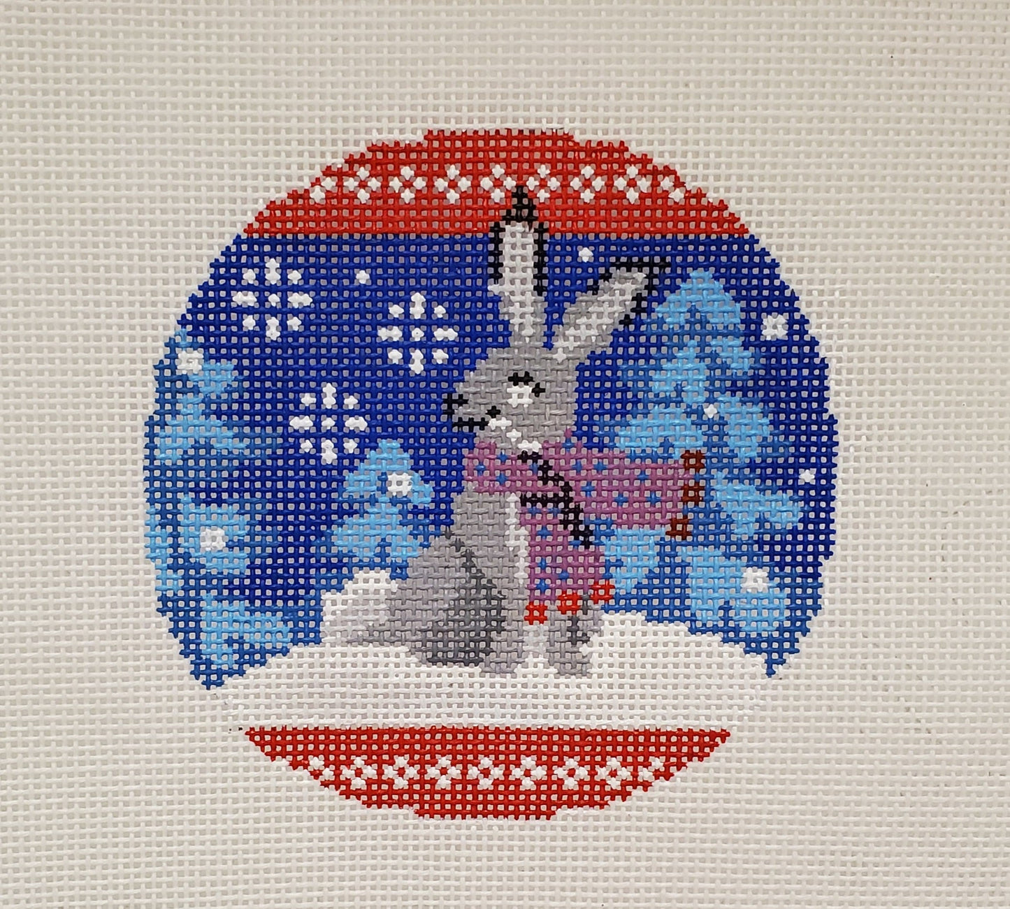 Rabbit in Blue Ornament - The Flying Needles