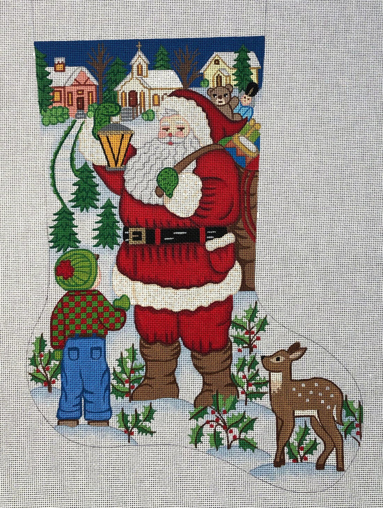 Santa with Boy Stocking - The Flying Needles