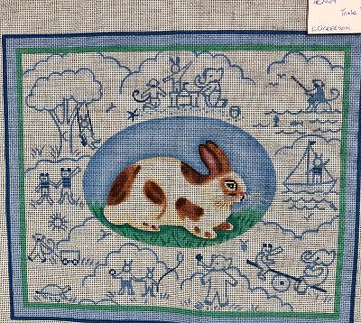 Toile Bunny Blue - The Flying Needles